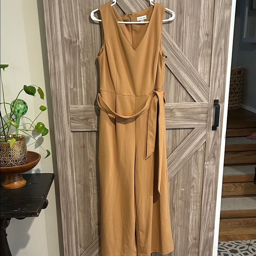 Calvin Klein Camel Jumpsuit with Belt size 10
